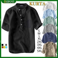 🔥Local Delivery Men's POLO Shirt Linen Kurta Casual Kemeja Lelaki T-shirts for men Short Sleeved Ray