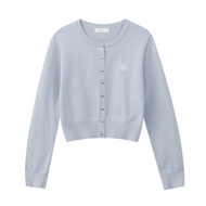 AIR SPACE Classic Round Neck Buttoned Knit Cardigan with AIR SPACE Logo Embroidery