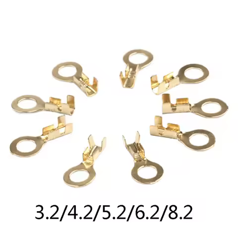 50pcs/lot Golden O-Type 3.2/4.2/5.2/6.2/8.2 CrimpTerminals Electric Sertir Car Speaker Male Terminal