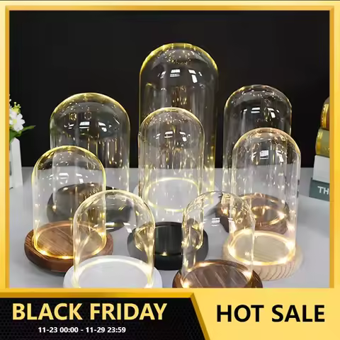 Glass Dome Display for Scented Candles Clear Glass Cloche Glass Bell Jar with Wood Base Multiple Siz