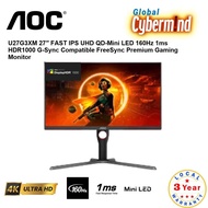 AOC U27G3XM 27" 4K UHD 160Hz // 1ms // HDR1000 // FreeSync Premium QD-Mini LED Gaming Monitor - 3 Ye