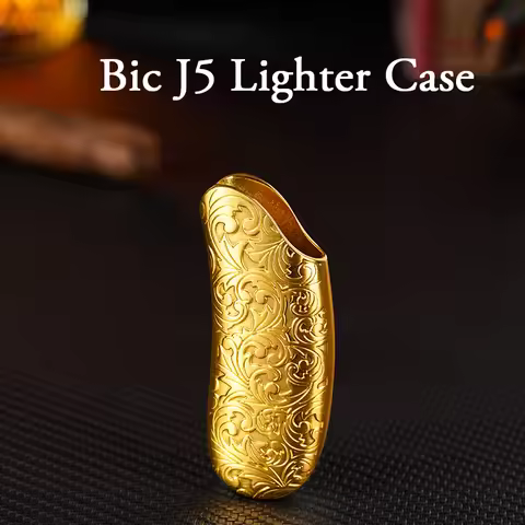 Vintage Exquisite Pattern Mini Bic J5 Lighter Case Metal Armor 60mm BIC Lighters Cover Metal Case Pl