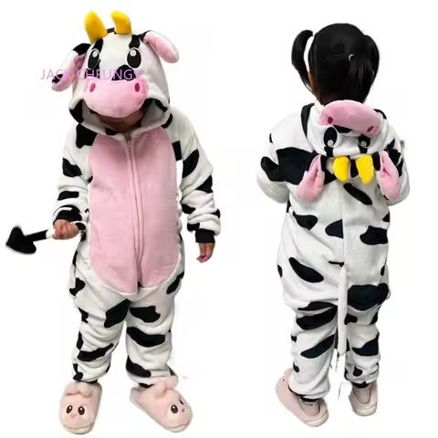 Zipper Cow Cosplay Anime Costume Onesies Pyjamas Cartoon Anima Pajamas Children Kigurumi Onesies Sle