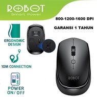 ROBOT Original M200 Mouse Wireless Silent Mute / M205 Non silent  ada tombol ON OFF dan bonus mousep