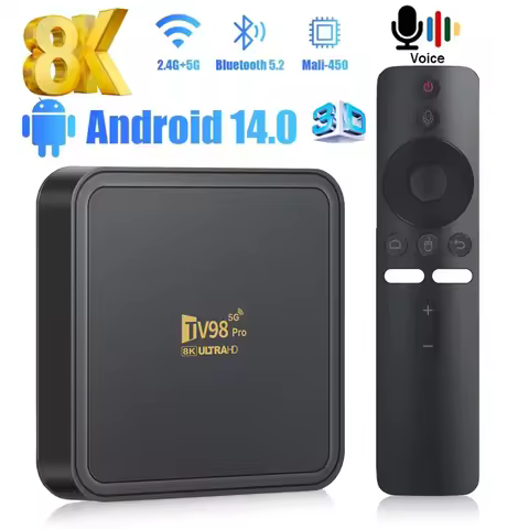 TV98 PRO Smart TV Box Android 14 Allwinner H313 Quad Core 4G 5G Dual Wifi BT5.2 8K HD Media Player V