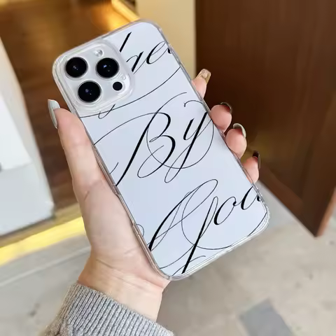 Elegant handwritten font phone case for iPhone 17 16 15 14 13 12 11 Pro/ Max/Plus shock-proof rear c