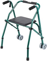 Wheelchair Walker, Elderly Walker Four-Legged Crutches Rehabilitation Walking Frame with Seat Plate Non-Slip Walking Stick with Hospital Decoration