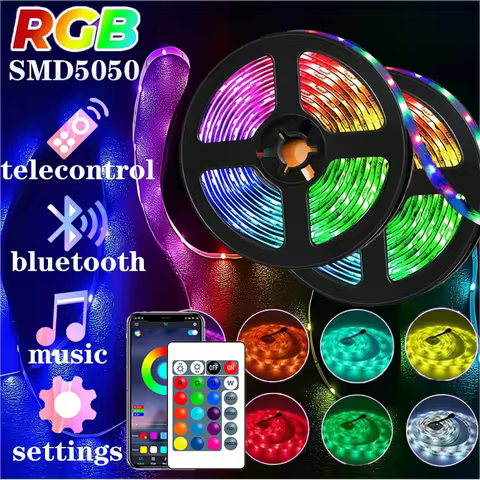 RGB LED Strip Lights 5050 Bluetooth APP IR Remote Control Flexible Lamp Tape Ribbon Diode For Festiv