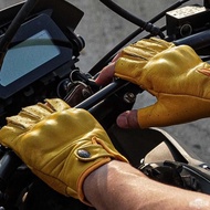 Mile Stone Oldman Half Finger Gloves Authentic 1 Cowhide Yellow