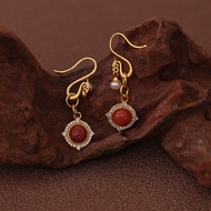 Enchanted Red Pearl Earrings South Red Vintage Elegant Decorative New Chinese Style Fashion Jewelry 