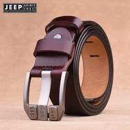 JEEP SPIRIT 1941 ESTD Trendy Belt Mens Genuine Leather Pin Buckle Pure Cowhide Youth Belt Casual Tre