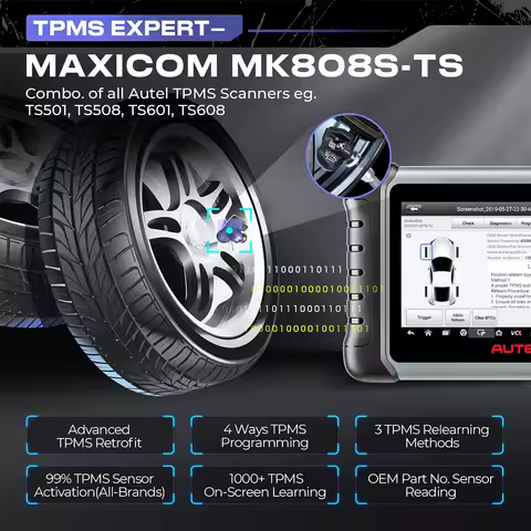 Tpms Diagnostic Tools Autel MaxiCOM MK808S-TS Automotive Scanner Bluetooth OBD2 Scanner MK808S TS Ac