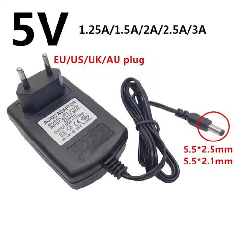 5V 5 Volt AC DC Universal Power Supply Adapter 1.25A 1.5A 2A 2.5A 3A Adaptor 220V To 5 V 5.5mm*2.5mm