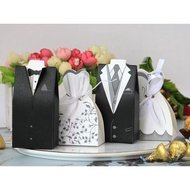 10 Pieces or 50 Pieces Bridegroom &amp; Bride Door Gift, Wedding Box with Ribbon, Wedding Gift Packaging Box