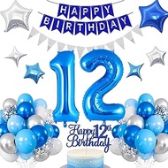 12th Birthday Decoration, 12th Birthday Boy Blue, Birthday Decoration 12 Years Boy, Balloons 12th Bi