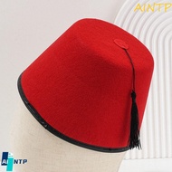 AINTP Felt Fez Cap, Round Moroccan Hat Tarboosh Fez Hat, Universal Breathable Red Color Cosplay Turk