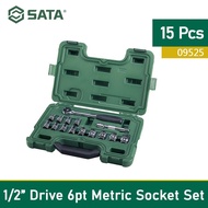 SATA SOCKET SET 09525 15PC 1/2" DR 6 POINT SOCKET SET METRIC 10-24MM