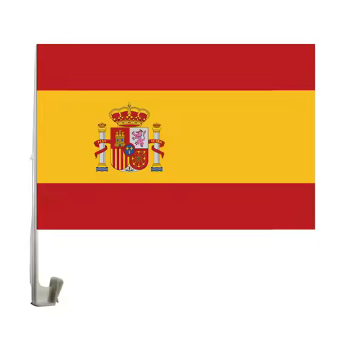 aerxemrbrae 30x45cm Spanish car flag 12x18 inch Spanish car window flag bearer with plastic flagpole