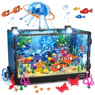 Fish Tank Building Set with LED Light - Movable Aquarium Building Toys for Adults Kids | 725PCS Crea
