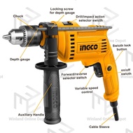 【100% Original】INGCO Tools Impact Drill 680W w/ Variable Speed &amp; Hammer Function Barena ID68016P w/
