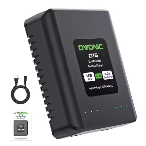 NEW OVONIC D15 Dual Channel 1S-3S LiPo Balance Charger For RC Car & Drone 7.4V 11.1V