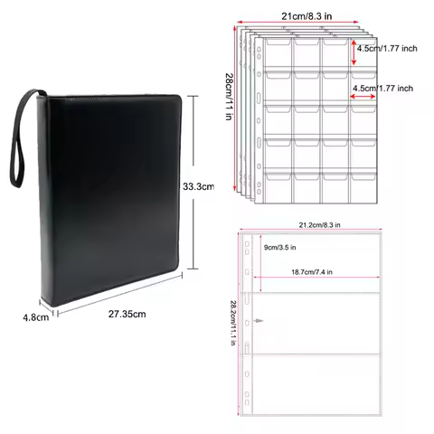 A4 Coin Banknote Collection Album Zipper 25/30/33/40/50/60mm Coin Collecting Storage Book Leather fo