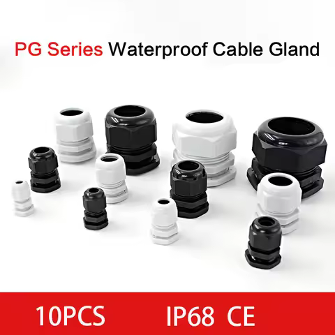 10Pcs Waterproof Cable Gland Nylon Joint IP68 PG7 For 3-6.5mm Plastic Black White PG13.5 Cable Locki