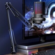 1pc USB Plug RGB Boom Arm Stand Gaming Condenser Microphone, Suitable For Video Conferencing, Singin