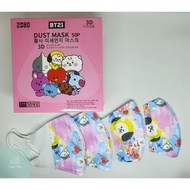 MASKER DUCKBILL ANAK MOTIF BT21 / DUCKBILL MASKER ANAK BTS 50 pcs