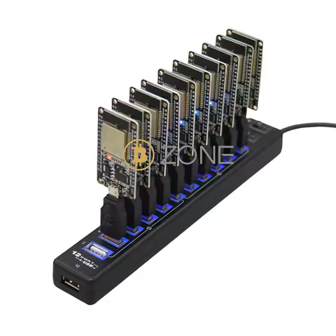 10PCS Bitcoin NerdMiner V2 55KH/S*10 Miner Hub BTC Lottery Miner Station With 20W 10 Port Solo Miner