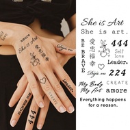 1 Sheets Small Size Body Art Temporary Tattoo Stickers For Men And Women, Black English Text She Is 