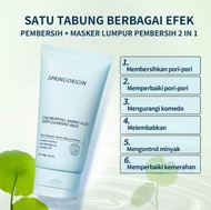 SPRINGORIGIN LACTOBIONIC ACID JERAWAT GEL CLEANSER 100 GR + CHLOROPHYL AMINO ACID DEEP CLEANSING MUD