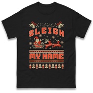 Funny Ugly Christmas Sleigh My Name T-Shirt Funny Santa Reindeer Xmas Tee Top