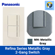 Panasonic Metallic Gray Refina Series 1 Way Switch Set 1 2 or 3 Gang or Blank Plate