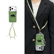Small Fresh Grass Location Diamond Black Cat Phone Case Flower Beaded Hand Chain Can Cross-Body Suit