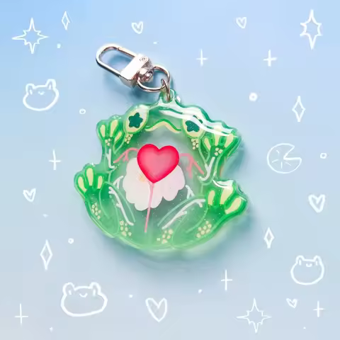 Glass Frog 2.5 Inch Glitter Acrylic Keychain Charm Cute Froggy Transparent Diagram Biology Anatomy