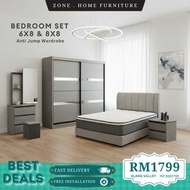 ⭐Free Install⭐ZONE Dublin Bedroom Set ~ Wardrobe ~ Bedframe ~Dressing Table ~Stool ~ Bilik Tidur