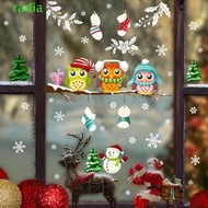 RADIANTZAP Branch Owl Wall Sticker, Branch Owl PVC Christmas Owl Glass Sticker, Cute Waterproof Snow