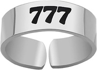 Eilygen Angel Number Adjustable Rings 111 222 333 444 555 666 777 888 999 Stainless Steel English Nu