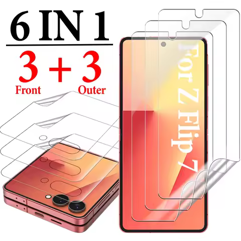 6in1 Hydrogel Film for Samsung Galaxy Z Flip 7 Screen Protector Soft TPU Inner Outer Screen Protecti