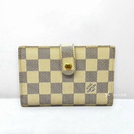 A13255-LV 白色棋盤格釦式4卡口金零錢袋金釦中夾N61676