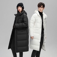 Quality Assurance Couple Down Jacket Coat Men Women Winter Solid Color Two-Open Long Over-the-Knee Thickened Hooded Jacket White Duck Down Coat Jacket Winter Down Jacket Thickened Couple Hooded Jacket White