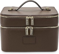 ETOILE - Duo Vanity Case Espresso - Large Functional Travel Makeup Bag Organizer with Removable Divi