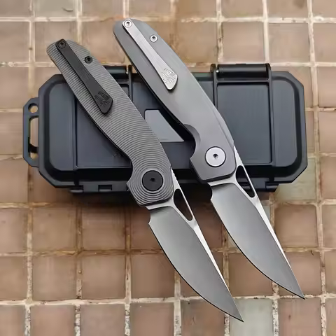 JUFULE HMC Transient 3.2" Flipper Titanium 154CM Steel Ceramic Bearing Pocket EDC Tool Camping Hunti