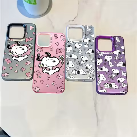 Cartoon Cute Snoopy Case For IPhone 16 15 14 13 12 11 Pro XS Max 16E X 7 8 Plus SE 2022 Laser IMD Fu