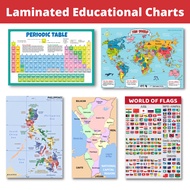 Laminated Educational Posters, Charts, Philippine Map, NCR Map, World Map, Flags of the World