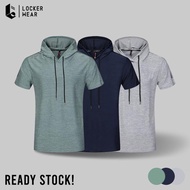 Men's Short Sleeve Hoodie T-Shirt for Gym Running