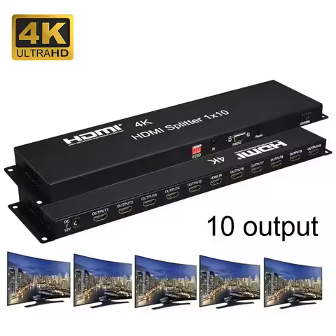 4K 30Hz HDMI Splitter 1 in 10 out HDMI Video Distributor 1x10 Video Multi Screen Splitter Amplifier 