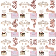 7pcs/Set 3th 4th 5th 6th 7th 8th 9th 10th 13th Women Birthday Rhinestone Crystal Crown Birthday Part