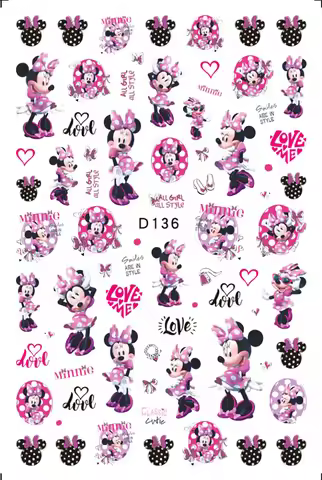 Disney New Mickey Minnie Nail Art Sticker Nail Slider Disney Princess Donald Duck 3D Sticker Nail Ar